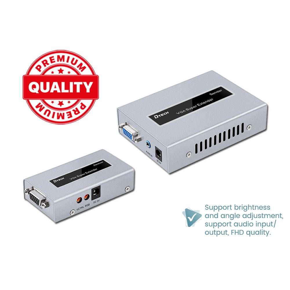 HIGH QUALITY LONG DISTANCE 100M CAT5E/6 SENDER AND RECEIVER VGA SUPER EXTENDER WITH AUDIO