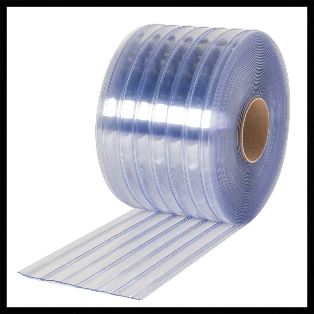 QP RIBBED (CLEAR) BLUE FREEZER ROOM DOOR STRIP KIT SS 304 2.5 METER
