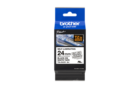Brother TZe-SL251 Genuine Self Laminating Label, 24mm Black on White