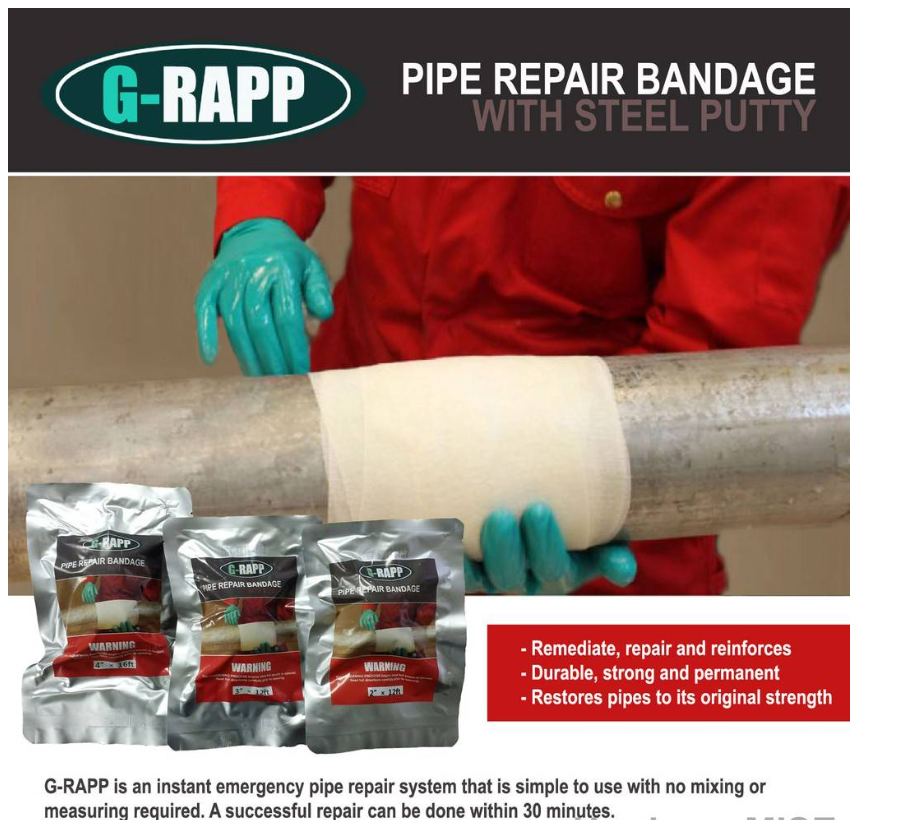 PIPE REPAIR BANDAGE NO LEAKAGE WITH STEEL PUTTY BY G-RAPP