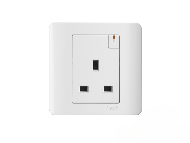 SCHNEIDER ZENCELO E8415_WE_G11 13A 1GANG SWITCH SOCKET OUTLET WITH ONDICATOR (WHITE)