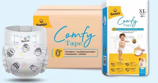 Beenies Comfy Tape CONVENIENCE Pack Lampin Bayi Jenis Tape Pek Kemudahan / Baby Diapers Tape NB-XL 12 Packs (1 Carton) XL16 Tape 1Ctn New SL-11135-11139-NEW-CTN-KK