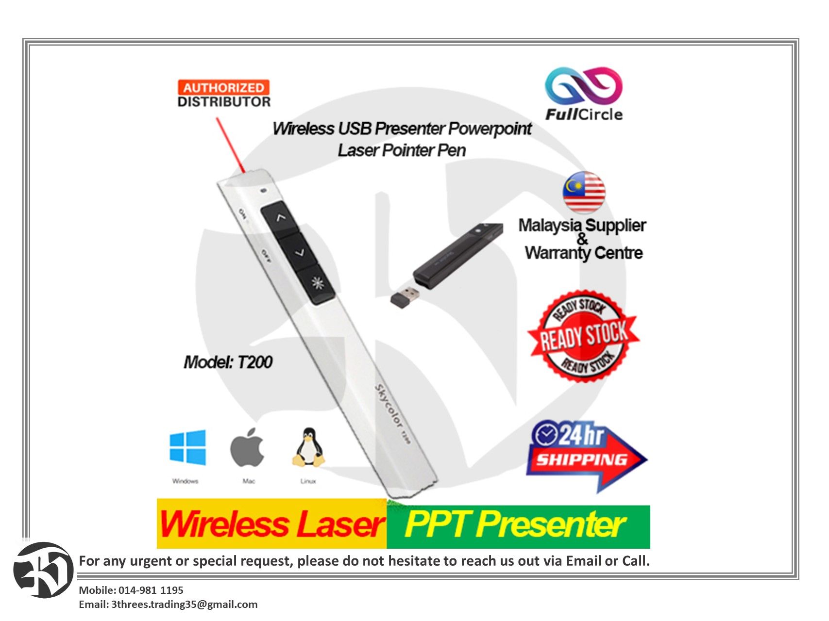 Wireless USB Presenter Powerpoint PPT Laser Pointer Pen 2.4GHz Remote Control