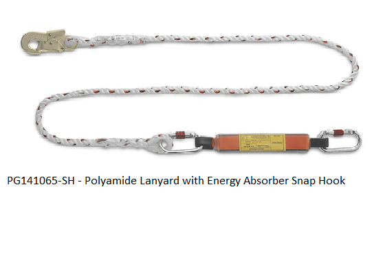 PROGUARD POLYAMIDE LANYARD WITH ENERGY ABSORBER (PG141065-SH / PG141069-LH) - DOSH & SIRIM APPROVAL
