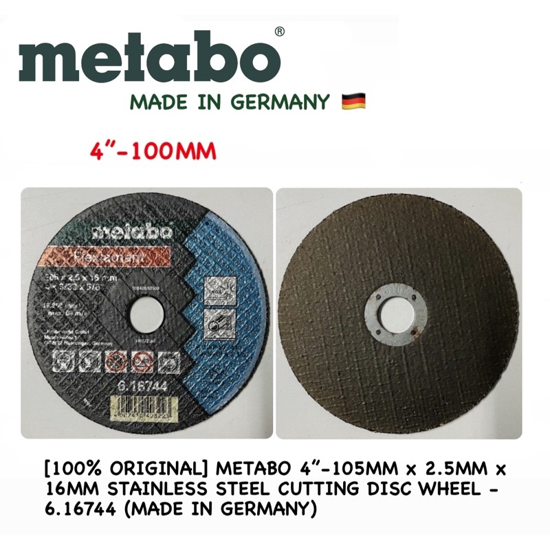 METABO 4”-105MM x 2.5MM x 16MM STAINLESS STEEL CUTTING DISC WHEEL - 6.16744