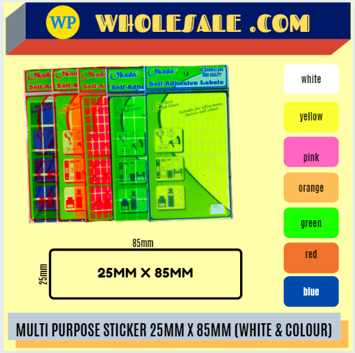 LABEL / MULTI PURPOSE / 25MM X 85M / ALL COLOUR / STICKER LABEL / COLOUR LABEL