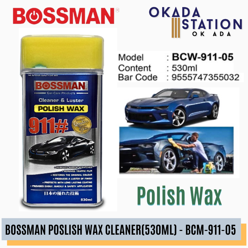 BOSSMAN CAR POLISH WAX CLEANER(530ML) - BCW-911-05 / BOSSMAN / POLISH WAX / CLEANER & LUSTER / CAR CARE / LILIN POLISH KERETA / 530ML / BCW-911-05 / 911#