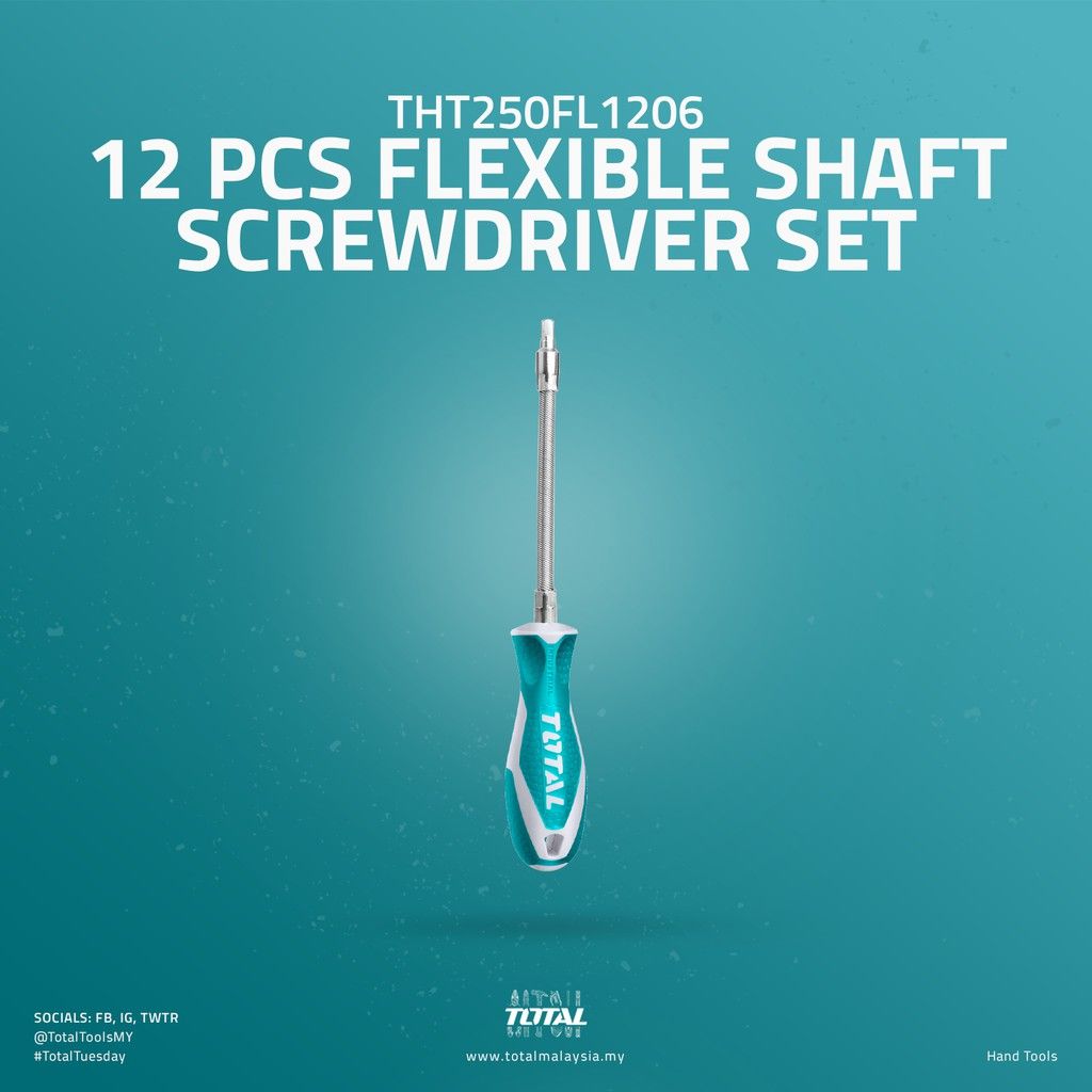 TOTAL FLEXIBLE SHAFT SCREWDRIVER SET (12 PCS) THT250FL1206