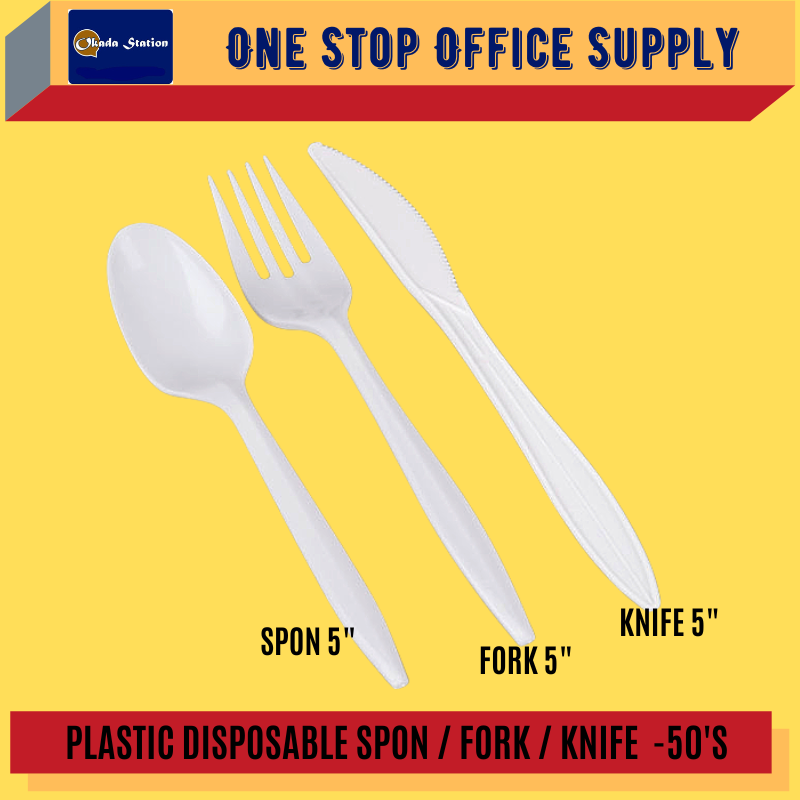 OK PLASTIC DISPOSABLE SPON / FORK / KNIFE -5" (50'S) / DISPOSABLE SPON / DISPOSABLE FORK / DISPOSABLE KNIFE /