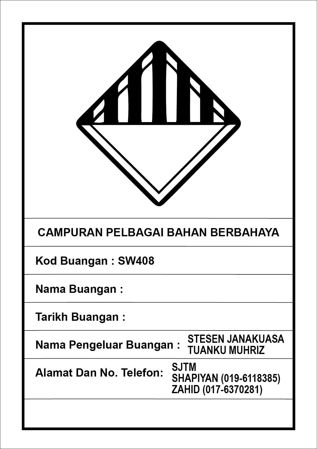 STICKER LABEL BUANGAN