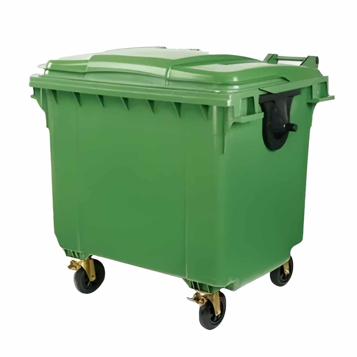 660L Green Mobile Garbage Bin With Pedal Heavy Duty