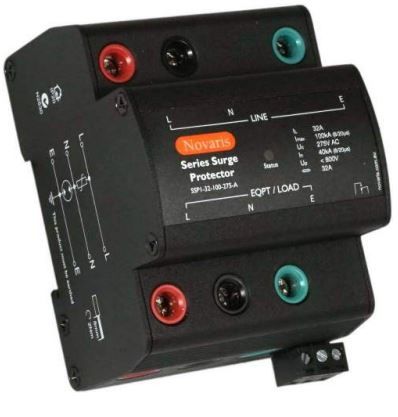 Series surge protector, 1 Phase, 32A, 100kA, 275VAC, Alarm contact SSP1-32-100-275-A