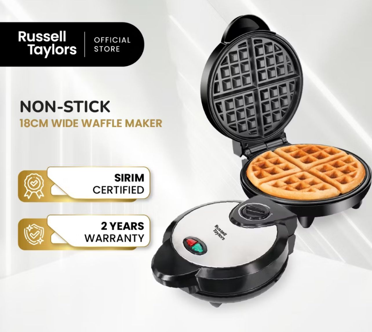 Russell Taylors Stainless Steel Belgian Waffle Maker Temperature Control WM-25