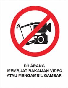 QS Plate Dilarang Membuat Rakaman Video Size A4