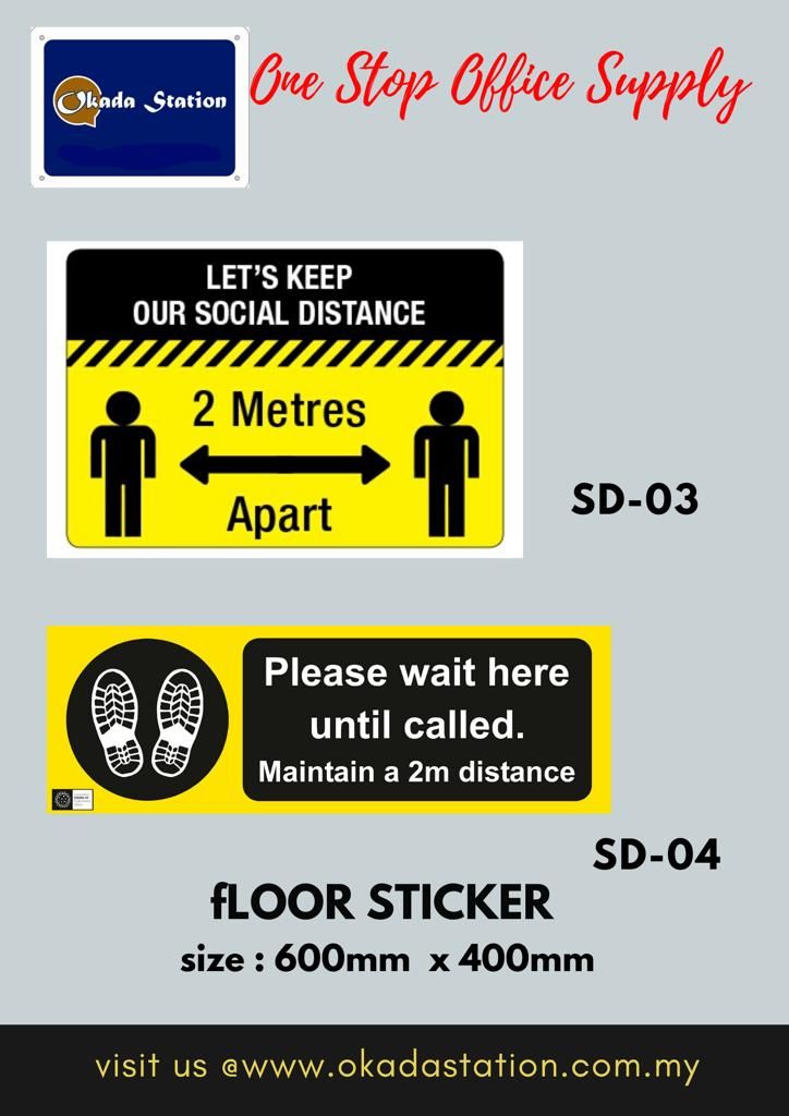 OKADA FLOOR STICKER (SOCIAL DISTANCING) 600MM X 400MM /Okada /Floor Sticker /Sticker /Social Distancing Sticker / 600MM X 400MM