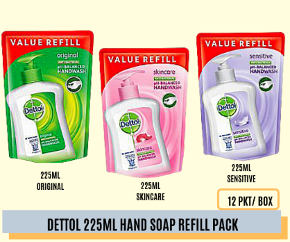 Dettol Hand Wash Skincare (Refill) - 225ml / Dettol Handwash / Hand Soap # Antibacterial # Pencuci Tangan # Membasmi 99.9% Kuman # PH Balance # Hygienic Ingredient