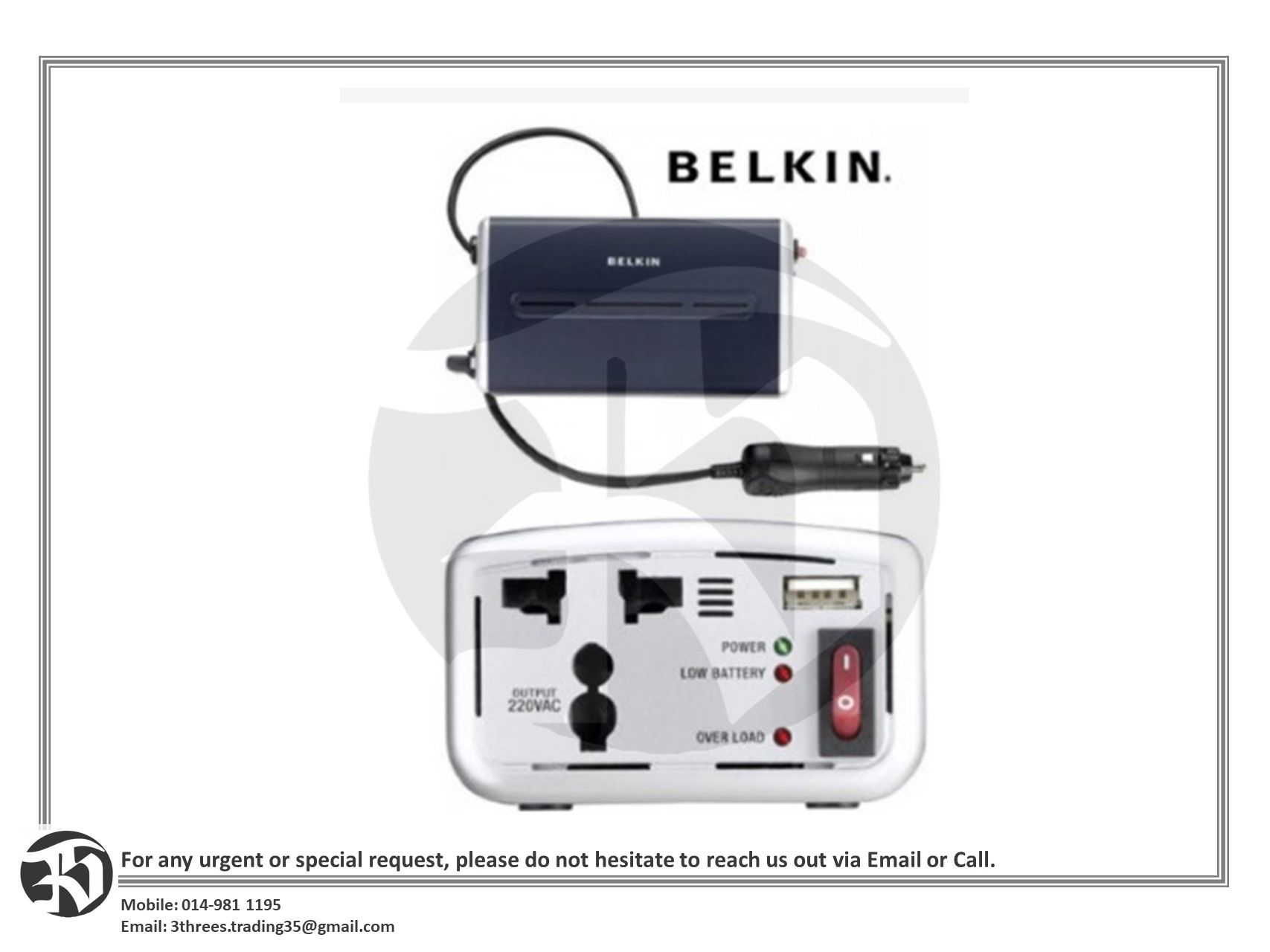BELKIN AC Anywhere In Car Power Inverter with USB Charging
