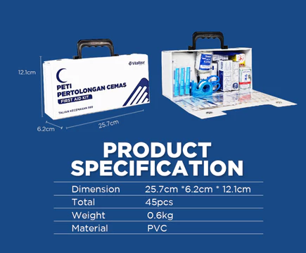VitalFour First Aid Kit All Purpose Home/Office/Restaurant