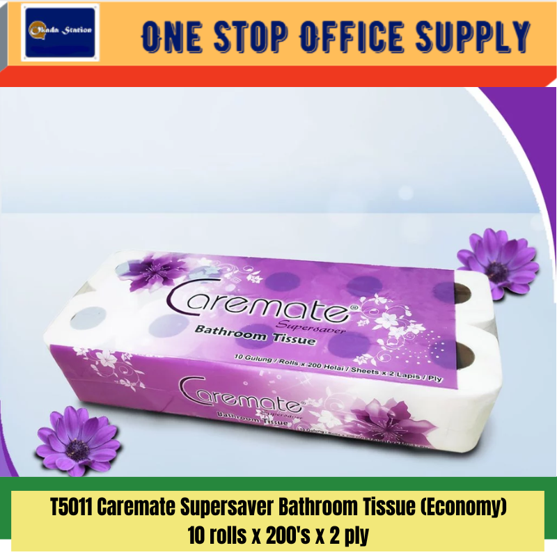 T5011 / Caremate Supersaver Bathroom Tissue (Economy) / 200's X 10 Rolls X 2 Ply / Tisu Tandas Lebih Jimat / Soft Absorbent