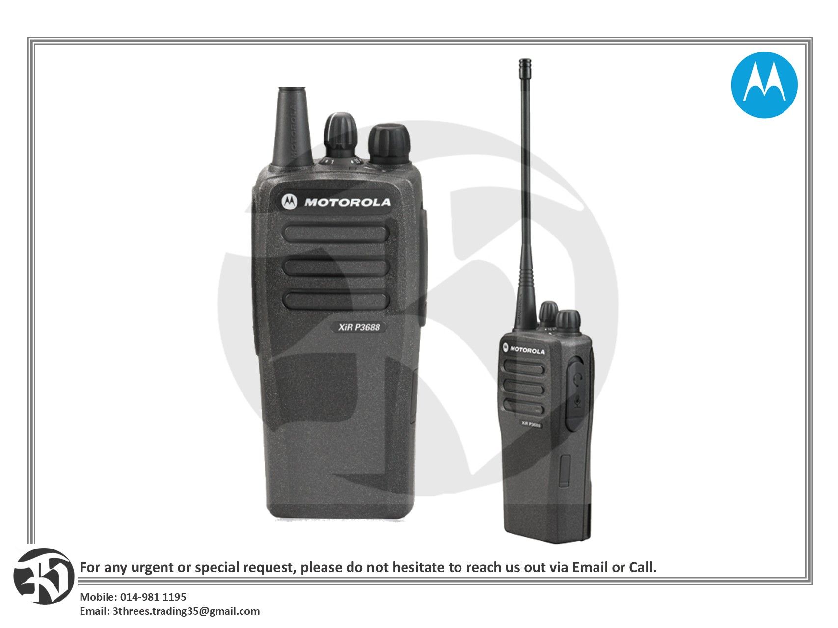 Motorola XiR P3688 Portable Walkie Talkie 403-470MHz
