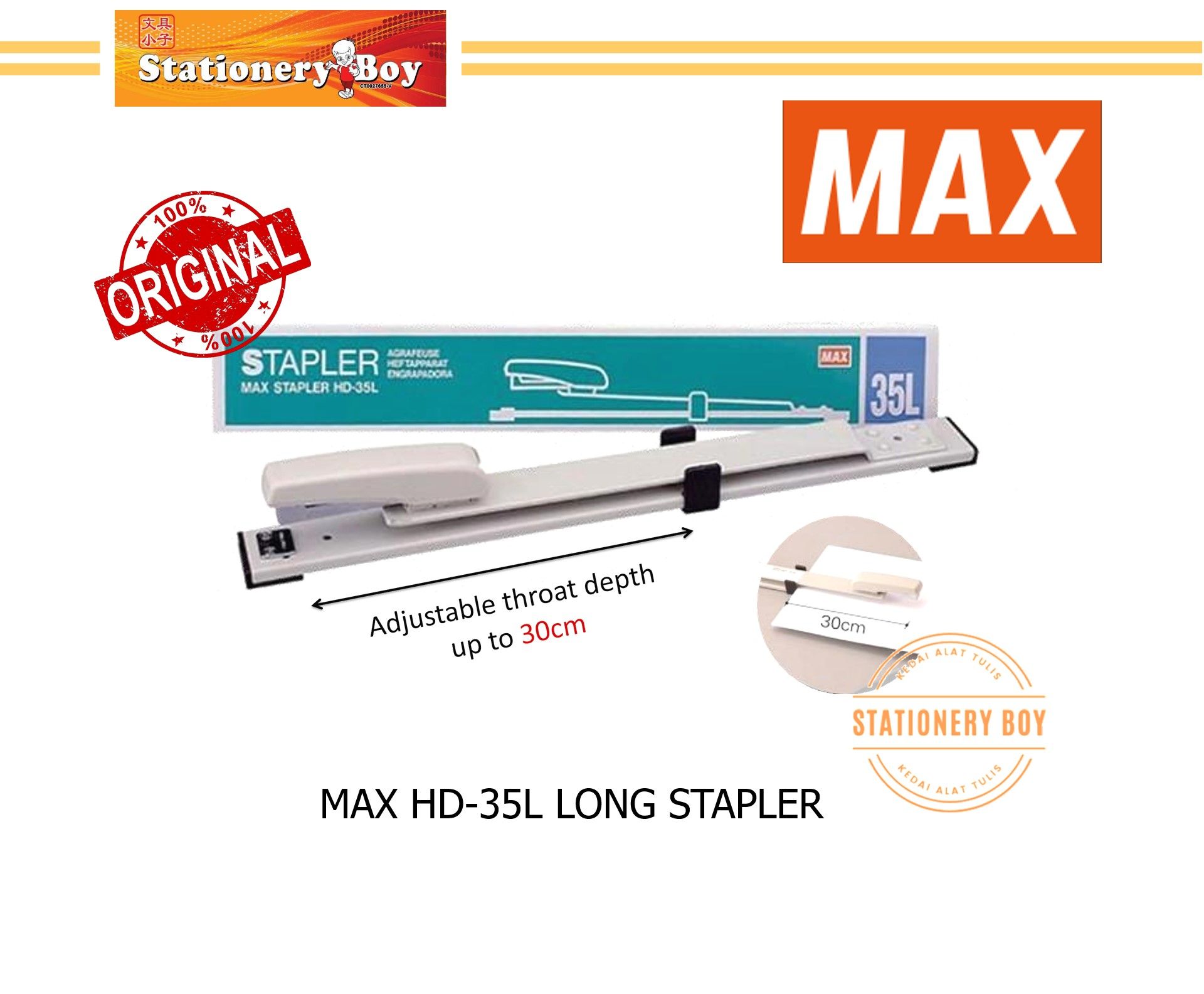 MAX HD-35L Long Stapler / Pengokot