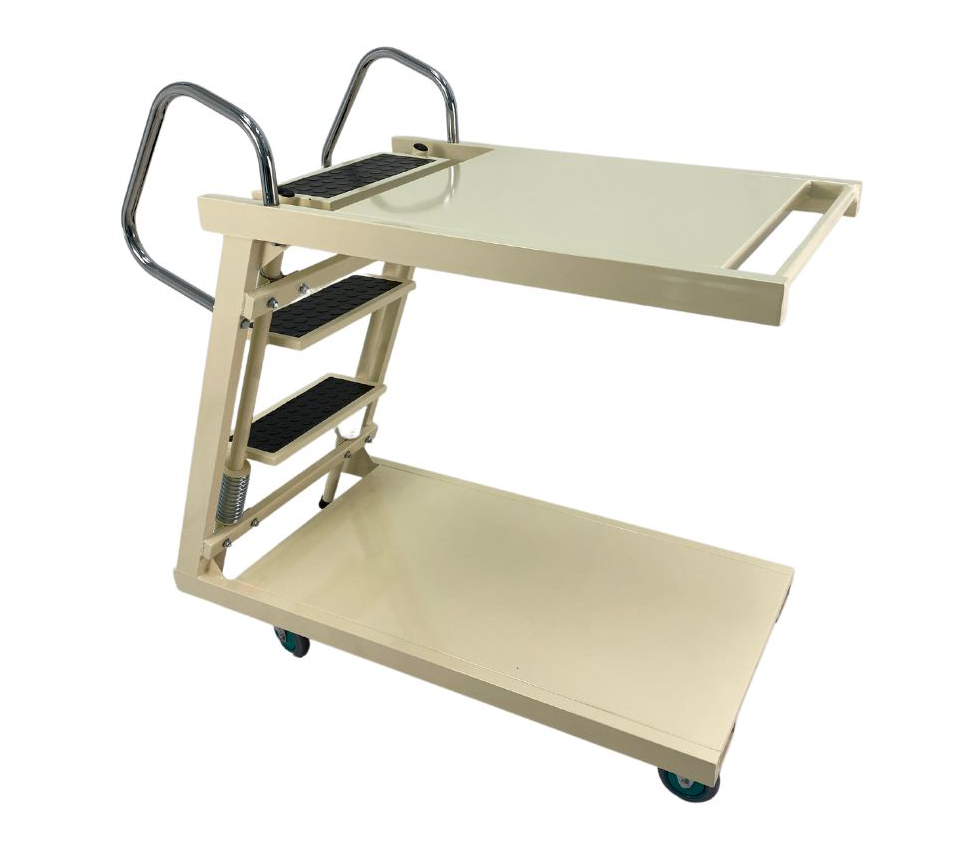 PRESTAR MHE STOCKY 3 STEP PLATFORM LADDER TROLLEY SPRING LOADED