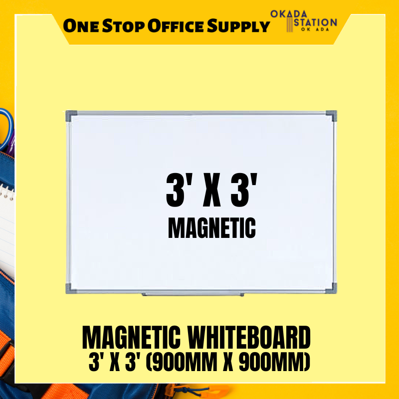 Magnetic Whiteboard With Aluminium Frame 3' x 3' / Whiteboard / Magnetic Whiteboard / Frame / Whiteboard with Aluminium Frame / Whiteboard / SMB-33