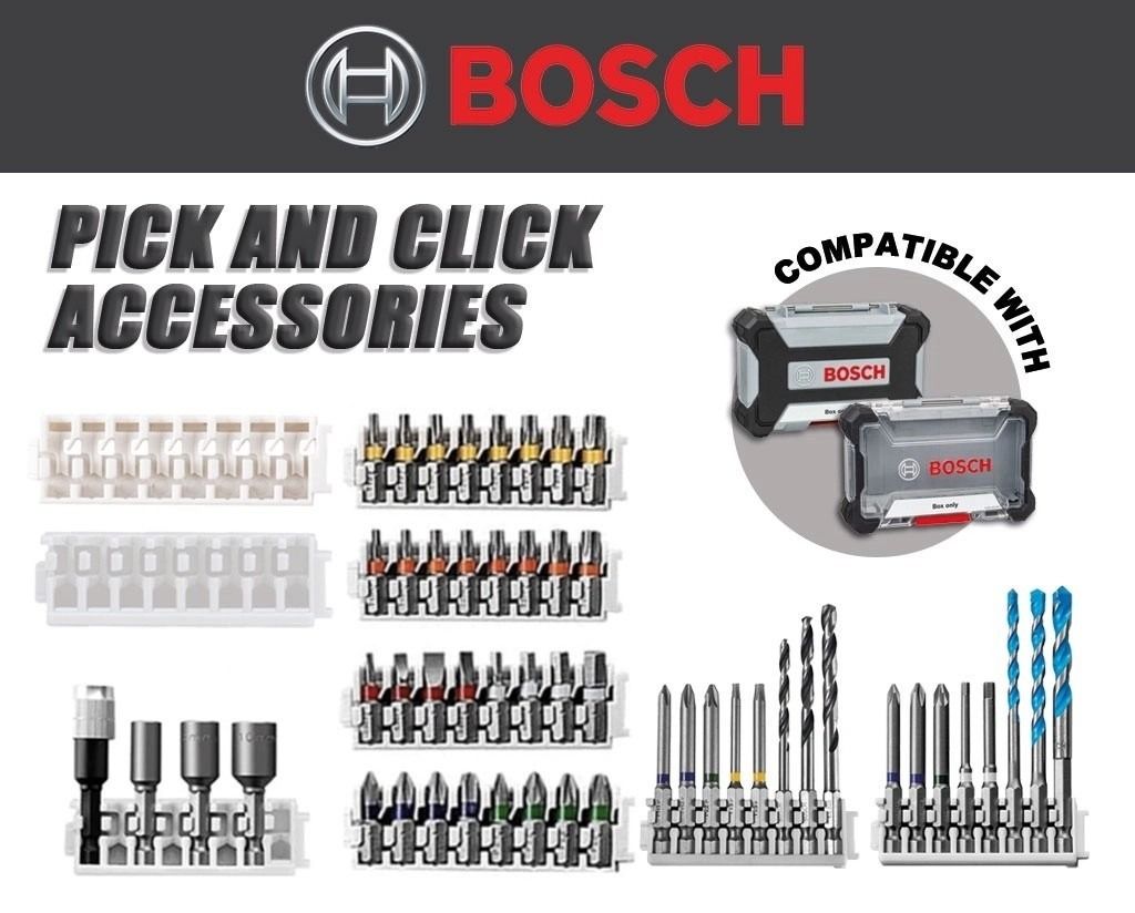 BOSCH Extra Hard Screwdriver Bit Set HSS Point TeQ Hex-9 Multi Constuction Bit Holder 8 Slot Click Nutsetter empty box