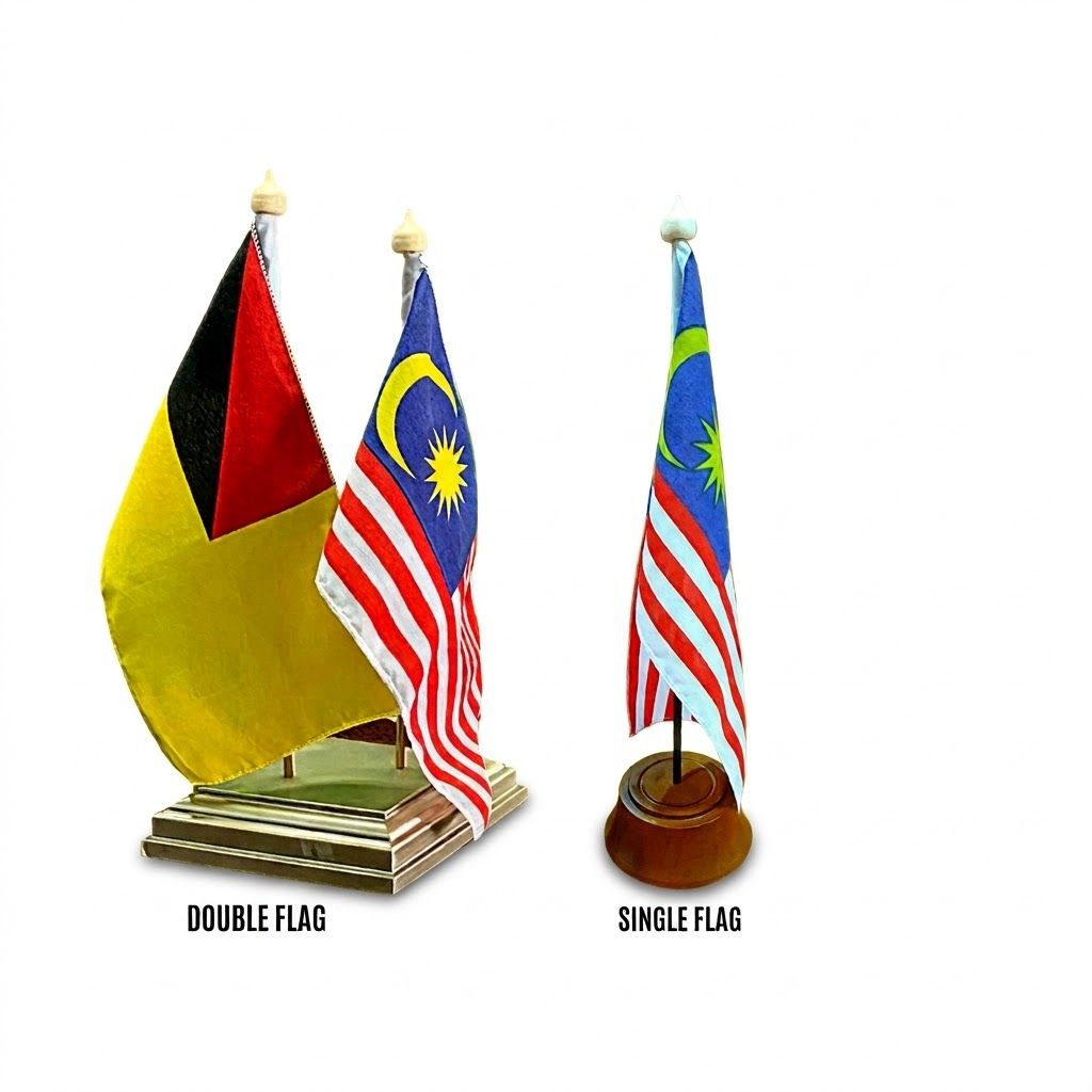 Malaysia & Negeri Sembilan Double Stand Table Flag / Flag / Table Flag / Bendera / Malaysia Flag / Negeri Sembilan Flag / Double Stand Table Flag