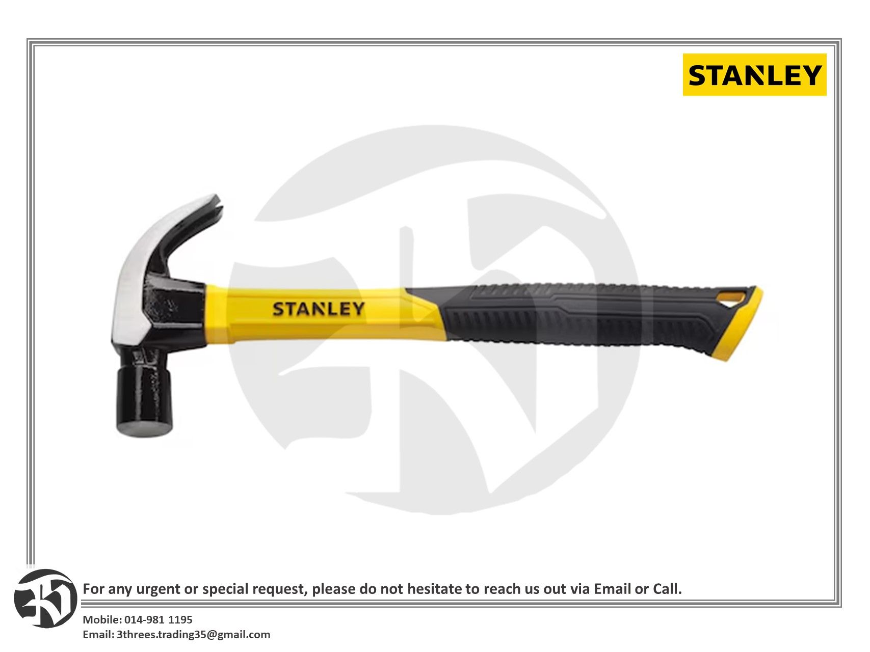 Stanley 16oz Claw Hammer With Fiberglass Handle