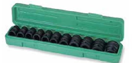 JONNESWAY 11PCS 1/2" DR. 6PT FLANK IMPACT SOCKET SET (MM)