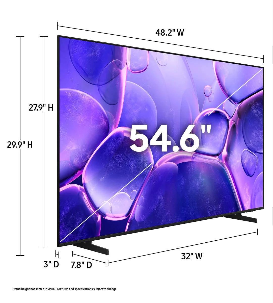 Samsung UHD Smart TV 55" 4K HDR Built-in Netflix YouTube Disney+ HDMI USB (2025)