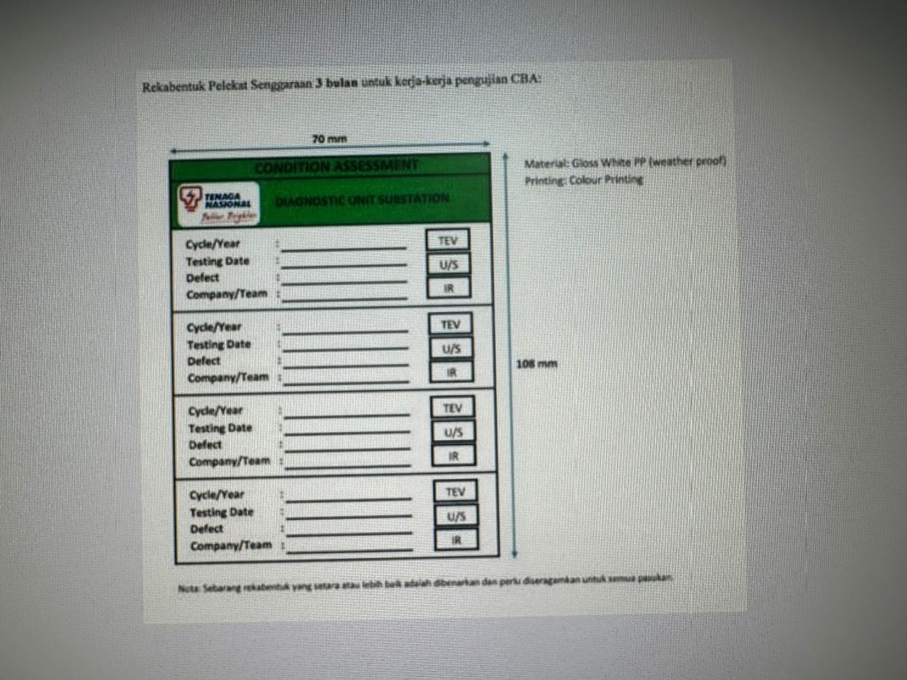 Sticker Condition Assessment CBM