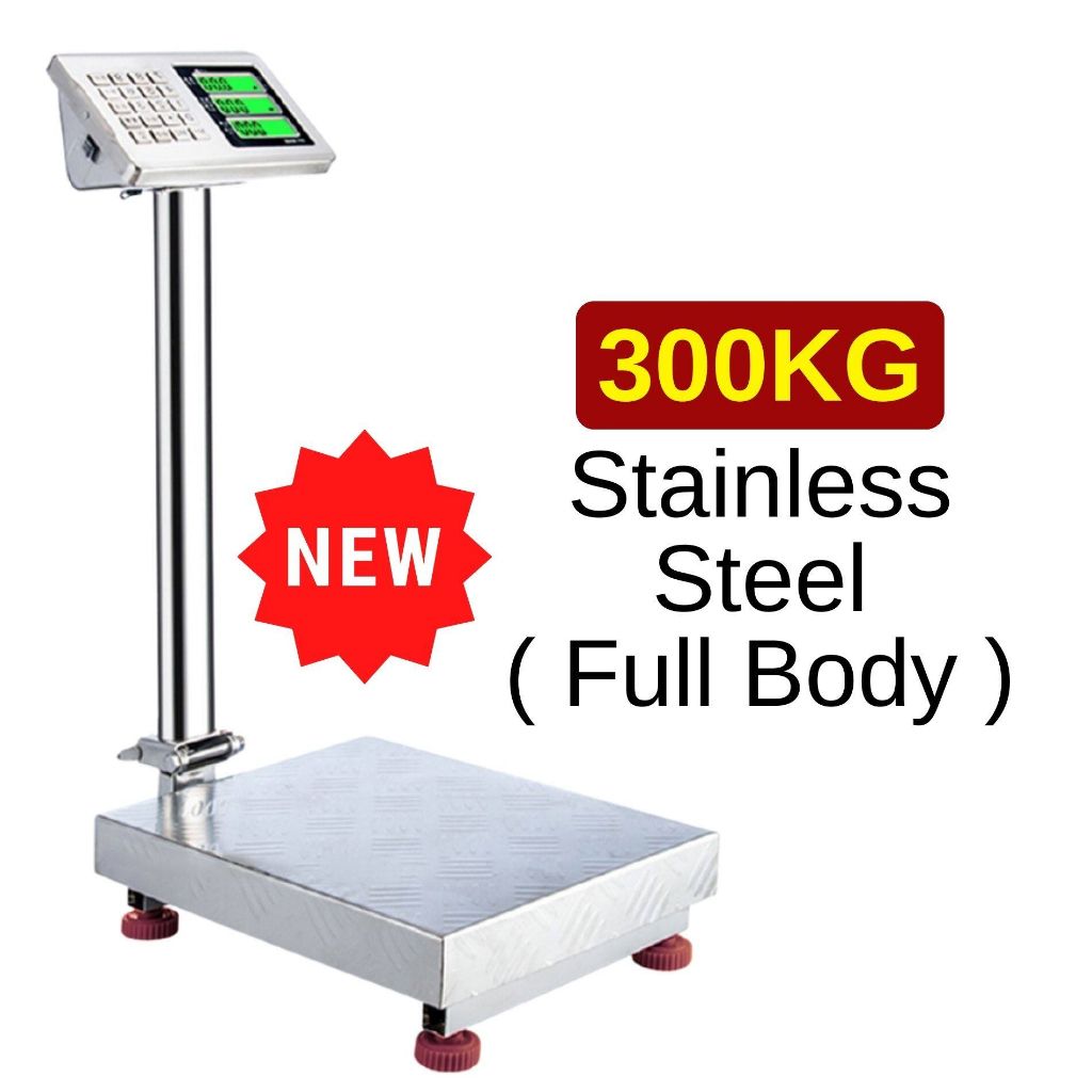 HIGH PRECISION DIGITAL ELECTRONIC Weight Price Platform Scale Rechargeable Penimbang Kotak (S/Steel300KG)