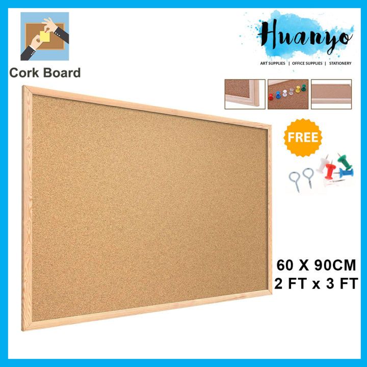 Others *Sanko Star Wooden Frame Notice Bulletin Cork Board (60 X 90 CM / 2 x 3 Feet , Extra Large