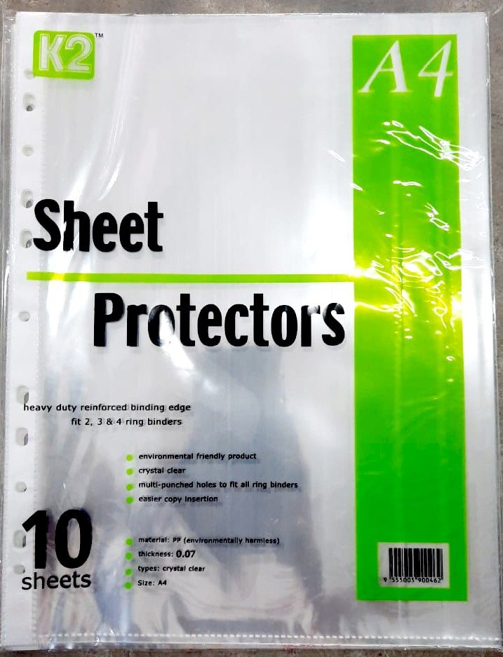 K2 A4 Sheet Protectors 10's Thick - 0.07