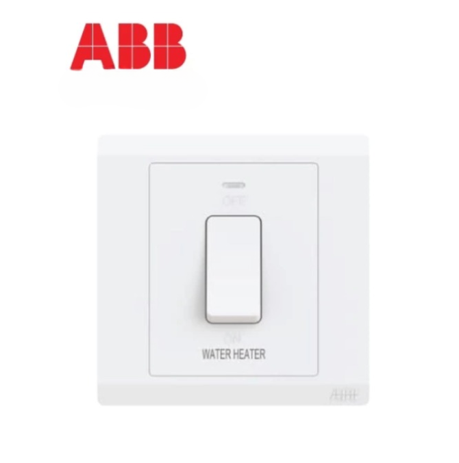ABB INORA 1 GANG 1-WAY 20A DP SWITCH WITH NEON / MARKED WITH WATER HEATER WHITE (BL171WH)