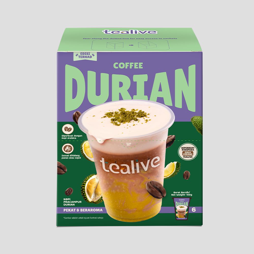 (Loose pack) Tealive Coffee Durian 6s/25g 24 Box x 150g