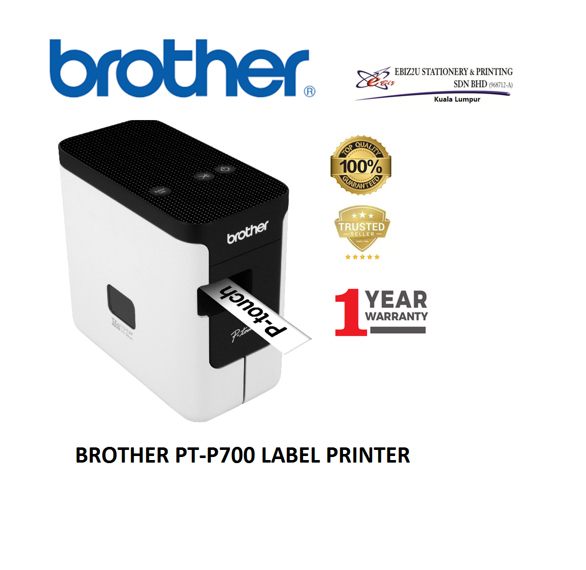 BROTHER PT-P700 LABEL PRINTER Laminated Label Printer | Up to 24mm Width | Easy to use Plug-and-print | Auto Cut Function