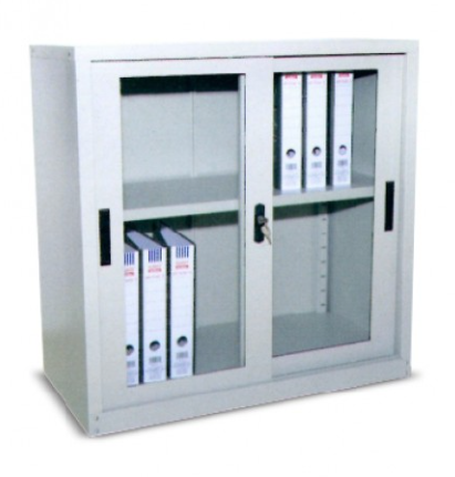 WOS S112 METAL HALF HEIGHT CUPBOARD/ CABINET BESI/ HALF HEIGHT SLIDING GLASS DOOR CUPBOARD