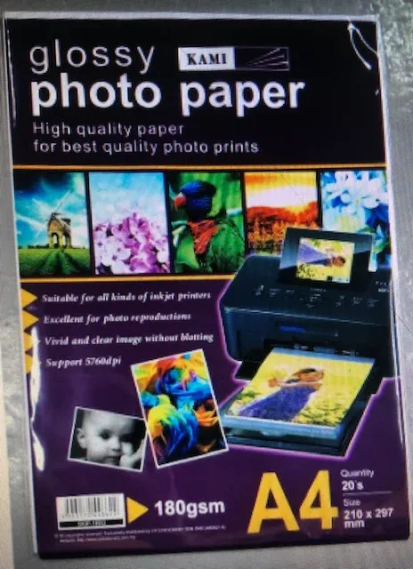 GLOSSY PHOTO PAPER PAPER A4 180G 20'S