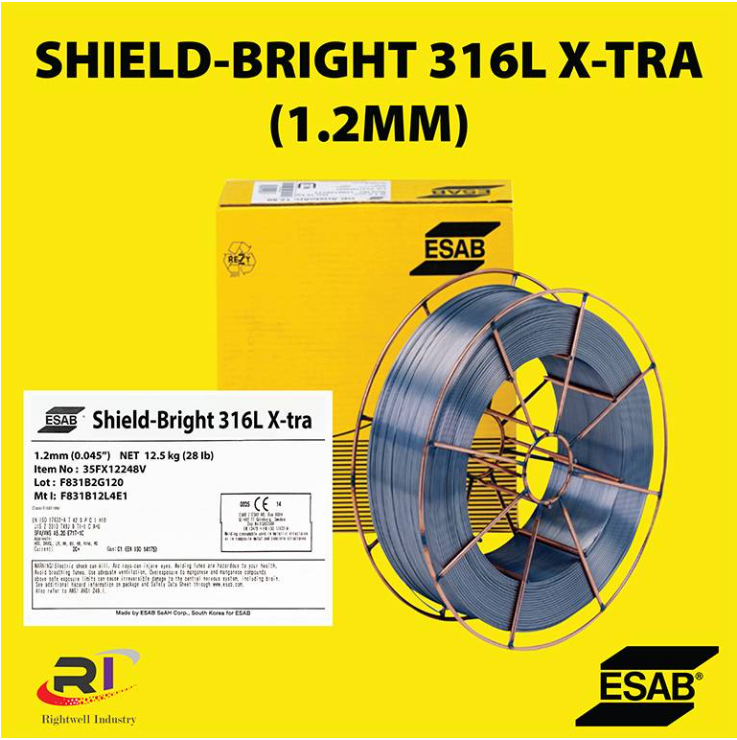 RIGHTWELL ESAB SHIELD-BRIGHT 316L X-TRA FCAW WIRE (AWS A5.22 : E316LT0-1) / 1.2mm (12.5kg)
