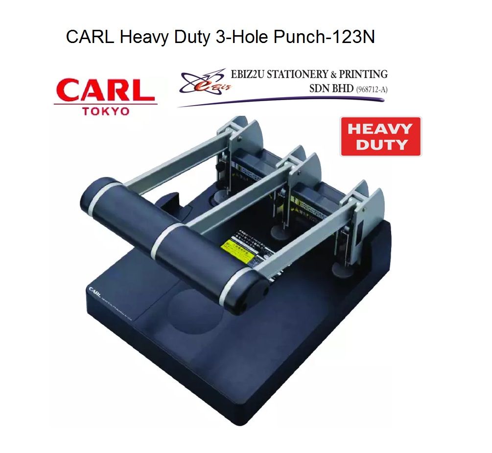 CARL Heavy Duty 3-Hole Punch-123N - 150 sheets (penumbuk, puncher paper, 1 Hole Puncher,2 Hole Puncher, 3 Hole Puncher, heavy duty puncher)