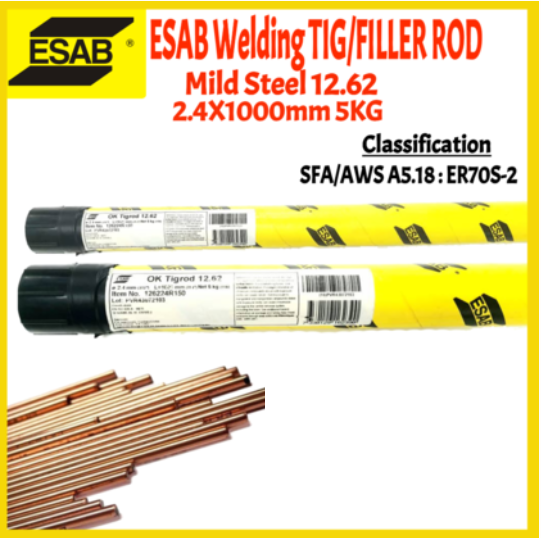 RIGHTWELL ESAB WELDING TIG ROD/FILLER MILD STEEL 12.62 2.4X1000MM 5KG