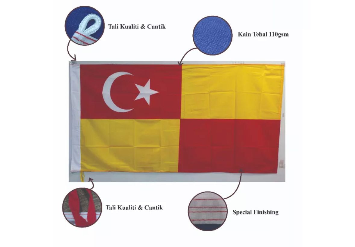 BENDERA SELANGOR KAIN JENIS POLYMESH HIGH QUALITY 3' X 6'/ 90CM X 180CM (Tiang)