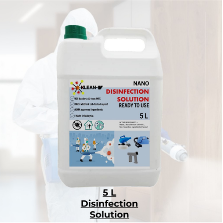 Klean-V Nano 5L Non Alcohol Smoke Disinfectant Liquid Solution Fog Machine Fumigation Antibacterial