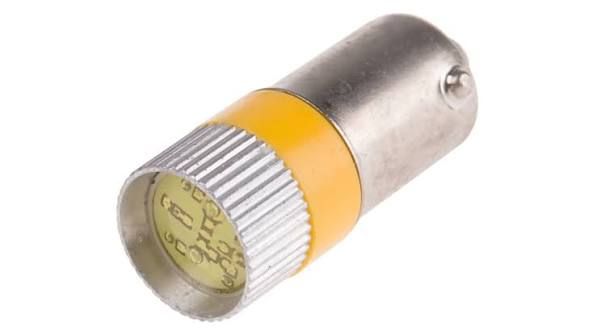 RS PRO Yellow Indicator Lamp Multichip, BA9 Base, 10 mm Diameter
