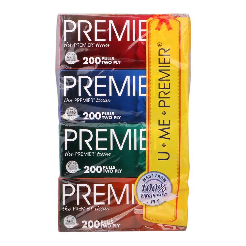 Premier Tissue 2 Ply (200 Pulls X 4 Boxes)