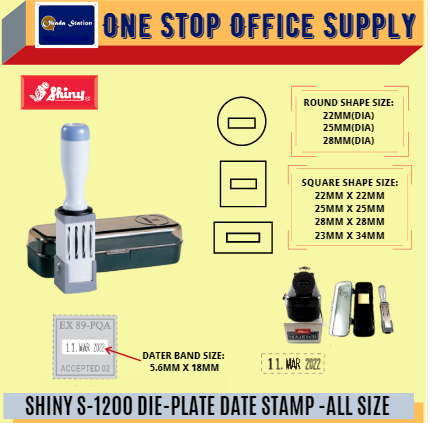 SHINY S-1200 DIE-PLATE DATE STAMP(PLASTIC CASE) -ALL SIZE /Shiny /S-1200 /Die-Plate Date Stamp /Chop /Stamp /Plastic Case /Date Stamp