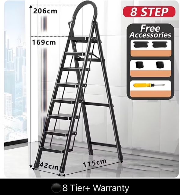 8 step Foldable Ladder Heavy Duty Stainless Steel Folding